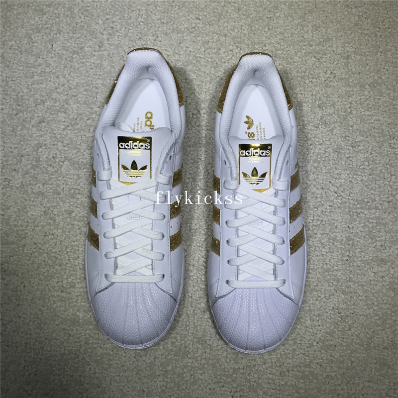 Adidas Superstar White Golden Strips S76924